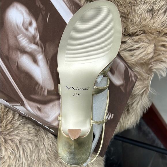 NWT - NINA Gayle Women's Gold Soft Metallic Heels - size 8.5M - Picture 6 of 10